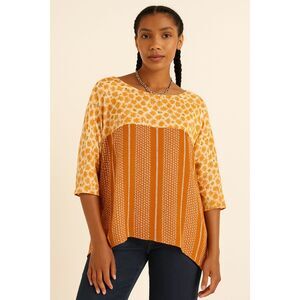 Vintage Haley Solar Tan Floral Print Blouse Top Shirt  Women's Size Medium